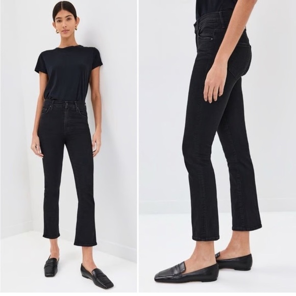 NEW MOTHER Insider Crop Ankle Jeans Not Guilty Black Size 25 